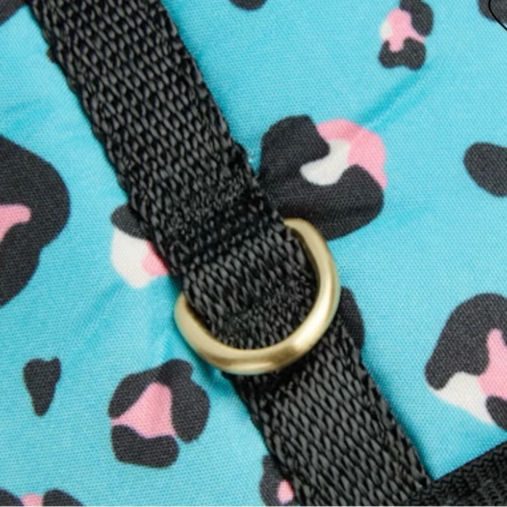 Leopard Print Kitty Harness Blue Pink Multi